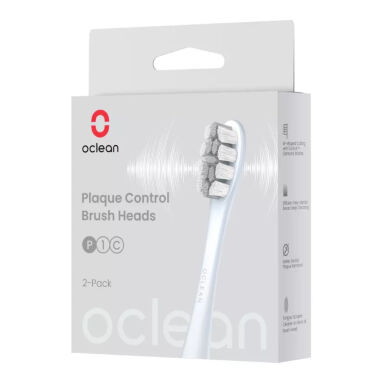 OCLEAN Plaque Control P1C9 Silver 2 szt. - końcówki do szczoteczek sonicznych Oclean w kolorze srebrnym