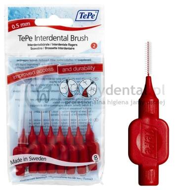 TEPE ID Original (0.5mm) czerwone 8szt. - zestaw szczoteczek międzyzębowych (szczoteczki w wersji ORIGINAL)