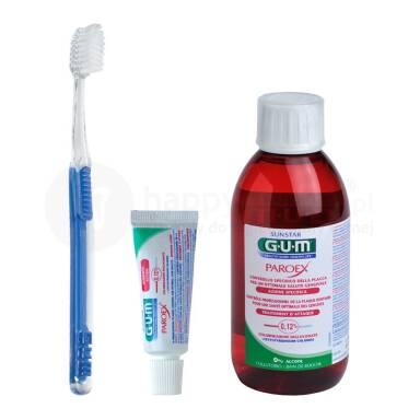 GUM PAROEX zestaw pozabiegowy - płyn PAROEX, szczoteczka pooperacyjna, mini pasta do zębów