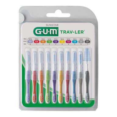 GUM Butler Trav-Ler SET 10szt. - Zestaw szczoteczek międzyzębowych w rozmiarach 0.6 - 2,6mm