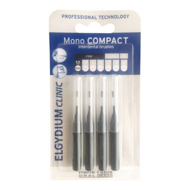 ELGYDIUM Mono COMPACT-0 (czarne) 4szt. - szczoteczki międzyzębowe 0,6mm - NOWOŚĆ