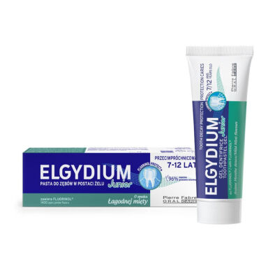 ELGYDIUM Junior 7-12 50ml miętowa - pasta do zębów dla dzieci z Kompleksem Fluorinol Protect+