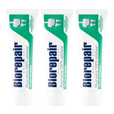 BIOREPAIR Pełna Ochrona HAPPY SET 3x75ml - zestaw 3 past do zębów remineralizujących szkliwo