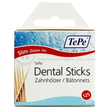 TePe Stick-Wooden Slim 125 szt. - drewniane wykałaczki nasączone fluorem