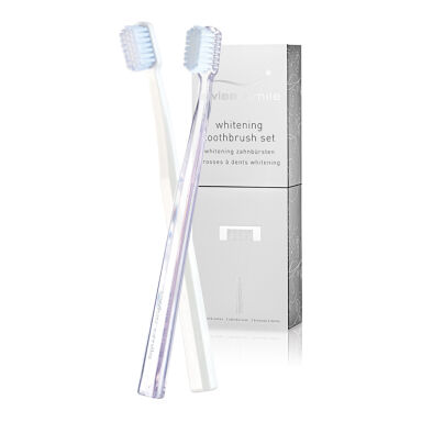 SWISS SMILE Snow White SET 2szt. BIAŁA+PRZEŹROCZYSTA (E053/E122) - ZESTAW wybielających szczoteczek do zębów z włosiem CUREN