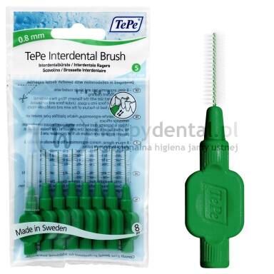 TEPE ID Original (0.8mm) zielone 8szt. - zestaw szczoteczek międzyzębowych (szczoteczki w wersji ORIGINAL)