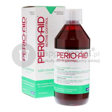 Dentaid PERIO-AID Active Control 0,05% CHX 500ml - płukanka dentystyczna zawierająca 0,05% Chlorheksydyny + Chlorku Cetylopirydyny 0,05% (DUŻA)