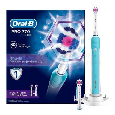 Szczoteczka elektryczna BRAUN Oral-B PRO 770 z technologią 3D Action i końcówkami wybielającymii