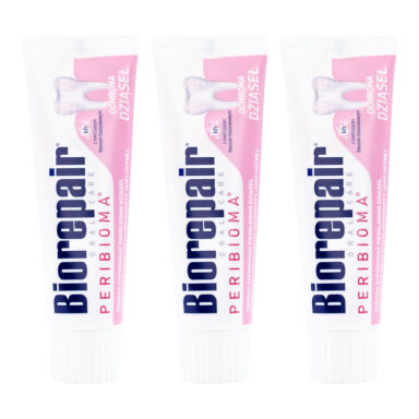 BIOREPAIR PERIBIOMA (Ochrona Dziąseł) HAPPY SET 3x75ml - zestaw 3 past do zębów wzmacniających dziąsła