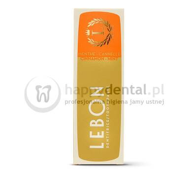 LEBON CINNAMON MINT Toothpaste 75ml (pomarańczowa) - pasta do zębów z naturalnych składników o smaku subtelnej mięty z domieszką aromatycznego cynamonu, zapewniająca niesamowite odświeżenie