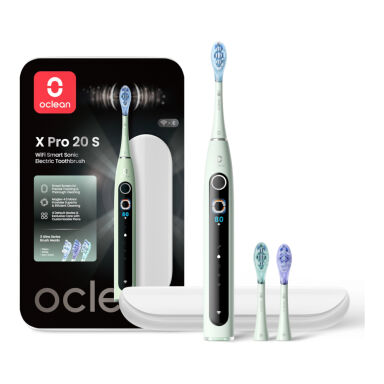 OCLEAN X PRO 20 S MINT - zestaw szczoteczka soniczna w kolorze miętowym, 3 końcówki Oclean Ultra oraz etui podróżne