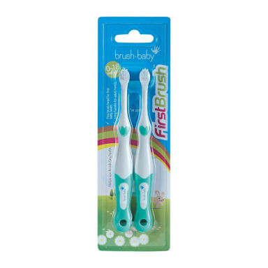 BRUSH-BABY FirstBrush DUO 2szt. - szczoteczki manualne dla dzieci w wieku 0-18 miesięcy