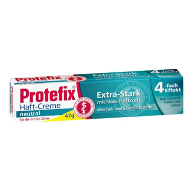 PROTEFIX Haft-Creme Extra-Stark Neutral 47g - bezsmakowy, adhezyjny, super mocny klej do protez bez barwników i aromatów