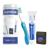 ELGYDIUM Travel zestaw podróżny 1szt. - pasta Anti-Plaque 50ml + szczoteczka podróżna + nitka do zębów
