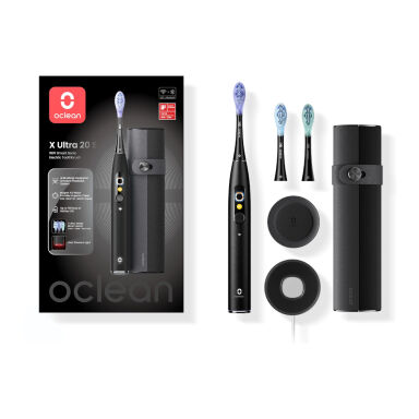 OCLEAN X ULTRA 20 S Black - szczoteczka soniczna z dotykowym wyświetlaczem, etui i 3 końcówkami