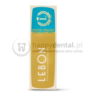 LEBON LIQUORICE MINT Toothpaste 75ml (niebieska) - pasta do zębów z naturalnych składników o smaku subtelnej mięty z domieszką lukrecji, zapewniająca niesamowite odświeżenie