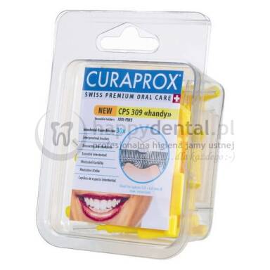CURAPROX CPS Handy 309 Box 30szt. (żółte) - szczoteczki międzyzębowe z osłonką w opakowaniu zbiorczym