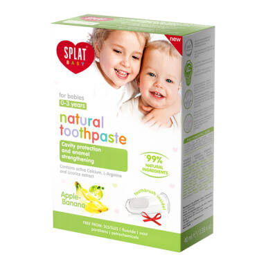 SPLAT BABY (0-3) pasta 40ml (ZIELONA) - bioaktywna pasta do zębów dzieki w wieku 0-3 lat o smaku bananowo-jabłkowym + silikonowa szczoteczka