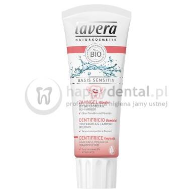 LAVERA Basis Sensitiv DLA DZIECI 75ml - pasta do zębów dla dzieci z wyciągiem z truskawek i malin