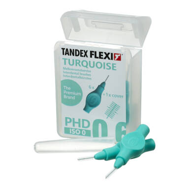TANDEX Flexi 6szt. BOX 0.35-2.5mm (MORSKIE) - pudełko 6 szczoteczek międzyzębowych (PHD-0.6 TURQUOISE))