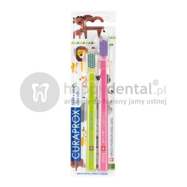 CURAPROX CS 5460 + Smart 7600 Animal Edition DWUPAK - promocyjny zestaw dwóch wyjątkowych szczoteczek do zębów dla dzieci i dorosłych