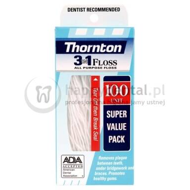 THORNTON (ProxySoft) 3in1-Floss 100szt. - nić dentystyczna z cienką gąbką czyszczącą do mostów, aparatów, implantów