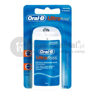 ORAL-B  UltraFloss 50m - miętowa nić dentystyczna o miękkiej, puszystej strukturze dla początkujących