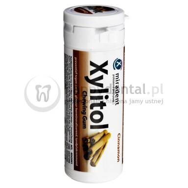 MIRADENT Xylitol Chewing Gum 30sztuk - guma do żucia z ksylitolem przeciw próchnicy (smak: <B>Cynamon - CINNAMON</B>)