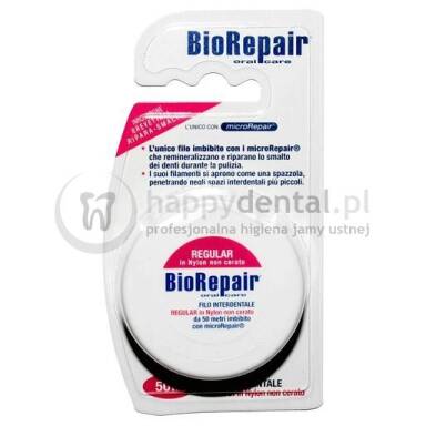 BIOREPAIR Floss Regular 50m. - nylonowa, niewoskowana nić dentystyczna (RÓŻOWA)