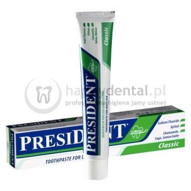 PRESIDENT Classic 75ml (zielona) - profilaktyczna pasta do zębów z fluorem i ksylitolem