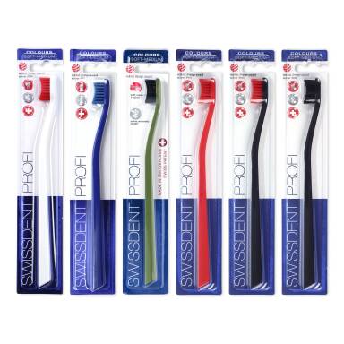 SWISSDENT Toothbrush COLOURS Soft-Med - delikatna szczoteczka do zębów o unikalny kształcie główki (włosia)