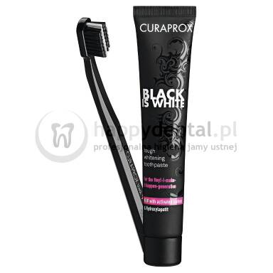 CURAPROX BLACK-is-WHITE szczoteczka + pasta 90ml - wybielająca pasta do zębów z aktywnym węglem + szczoteczka CS 5460