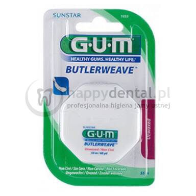 GUM Butlerweave Floss 55m (1055) - płaska nić dentystyczna, niewoskowana