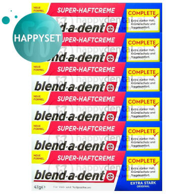 BLEND-A-DENT  HappySET Original 6x47g - kleje (granatowe) do protez o wzmocnionym działaniu (zestaw 6 sztuk)