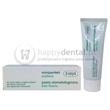 ZIAJA MINTPERFECT SZAŁWIA pasta bez fluoru 75ml - pasta do zębów z ekstraktem z szałwii i prowitaminą B5, zapewniająca ochronę zębów i dziąseł
