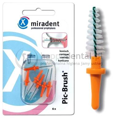 MIRADENT zPic-Brush szczoteczki 6 szt. 2,5-5,0mm (pomarańczowy) - Zestaw szczoteczek międzyzębowych - PRODUKT DOSTĘPNY NA ZAMÓWIENIE ! !