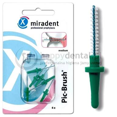 MIRADENT zPic-Brush szczoteczki 6 szt. 2,2mm (zielone) - Zestaw szczoteczek międzyzębowych - PRODUKT DOSTĘPNY NA ZAMÓWIENIE ! !