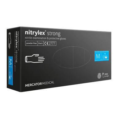 MERCATOR Nitrylex Strong Black 100szt - rękawiczki jednorazowe nitrylowe bezpudrowe - RÓŻNIE ROZMIARY