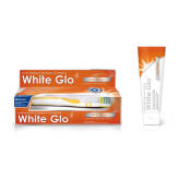 WHITE GLO Anti-Plaque Whitening 100ml - wybielająca pasta do zębów redukująca płytkę nazębną + szczoteczka do zębów