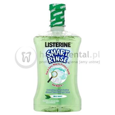 LISTERINE Smart Rinse 500ml - ochronna płukanka o smaku MIĘTY dla dzieci od 6-go roku życia (ZIELONA)
