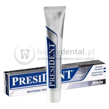 PRESIDENT White 75ml (srebrna) - wybielająca pasta do zębów