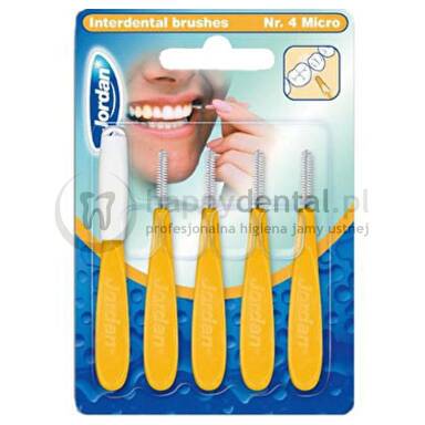JORDAN Interdental Brush MICRO (3,0mm) żółta 5szt. - zestaw szczoteczek międzyzębowych z higieniczną osłonką