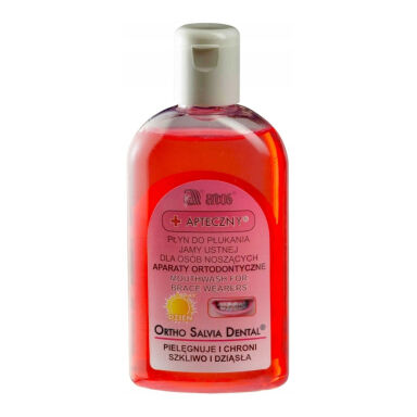 ORTHO SALVIA DENTAL Classic (Dzień) 200ml - PŁYN do płukania jamy ustnej dla osób noszących aparaty ortodontyczne (czerwony)