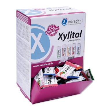 MIRADENT Xylitol Chewing Gum 200 x 2szt. BOX-PUDEŁKO gumy do żucia (6 Różnych Smaków)