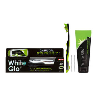 WHITE GLO Total Mouth Detox 100ml - pasta wybielająca z aktywnym węglem i enzymami