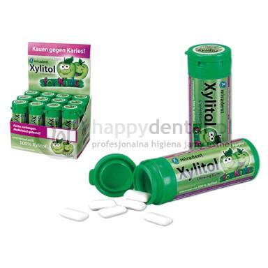 MIRADENT Xylitol Chewing Gum FOR KIDS 30sztuk - guma do żucia dla dzieci z ksylitolem przeciw próchnicy (smak: <b>JABŁKO - APPLE</b>)