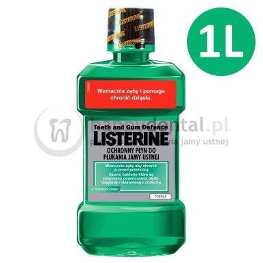 LISTERINE Teeth and Gum Defence 1000ml (ZIELONY) - ochronny płyn do płukania jamy ustnej <B>(DUŻY 1L.)</B> - POMPKA GRATIS !