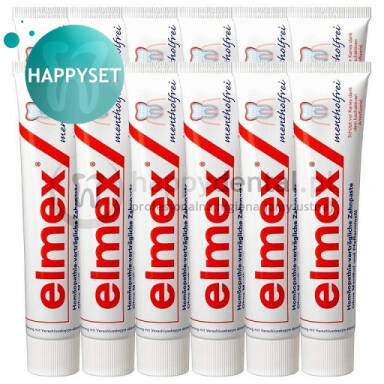 ELMEX Menthol-Free 12x75ml - pasty bez mentolu spełniające wymogi homeopatii (biała) HappySET 
