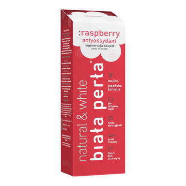 BIAŁA PERŁA Raspberry - antyoksydacyjna pasta wybielająca do zębów z olejkiem z nasion malin
