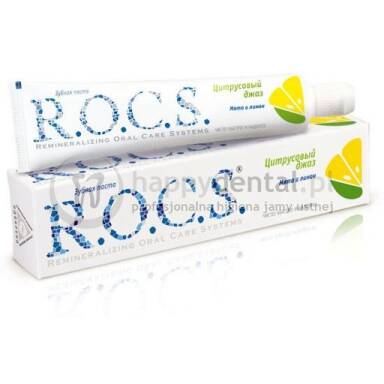 ROCS MINT&LEMON 60ml - pasta do zębów wzmacniająca szkliwo o wzmocnionym orzeźwiającym smaku cytrynowo-miętowym